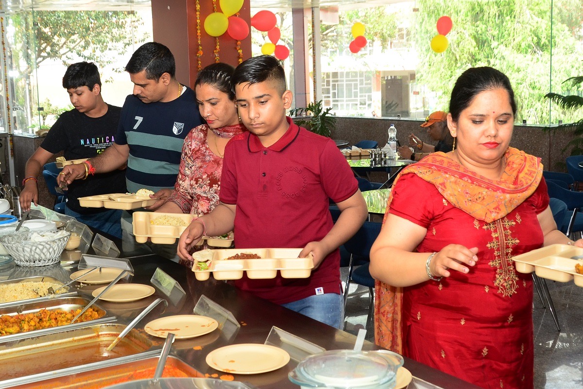 Guests at the complimentary breakfast buffet